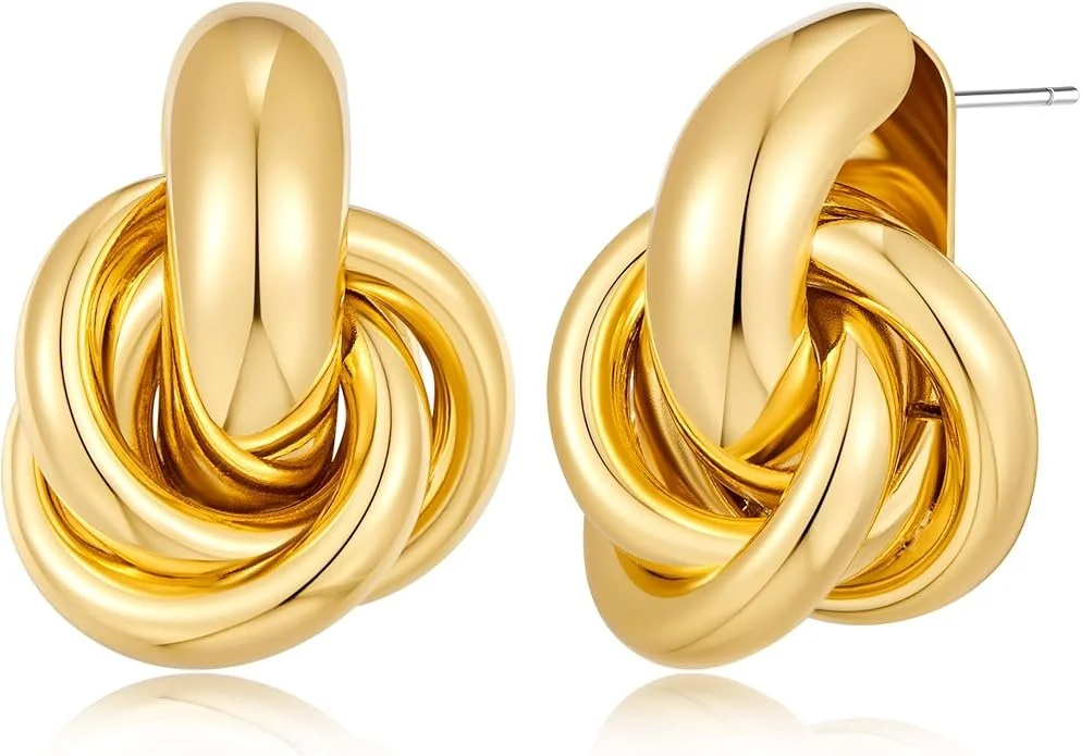 Gold Twisted Dangle Earrings