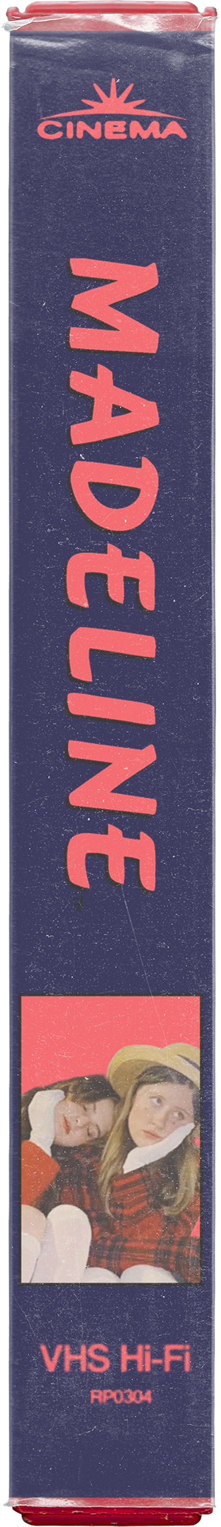 A vintage VHS tape labeled "Madeline" with a navy and red color scheme.