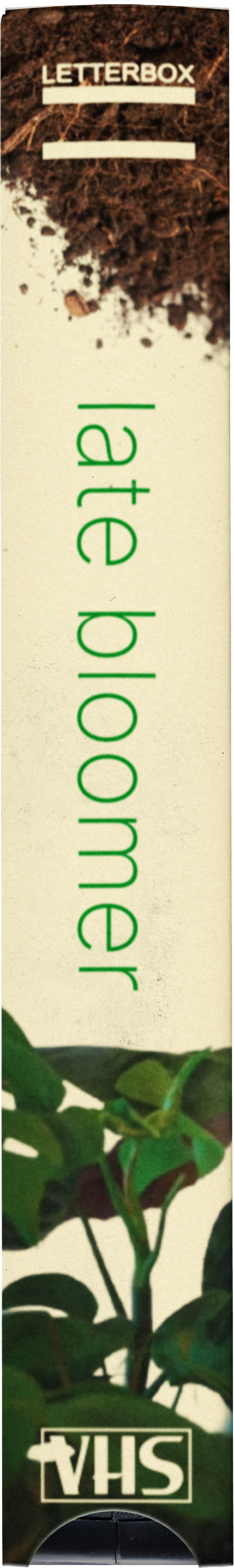 Cover of a VHS tape titled 'Late Bloomer' by Turner Home Video, with a white background and green.