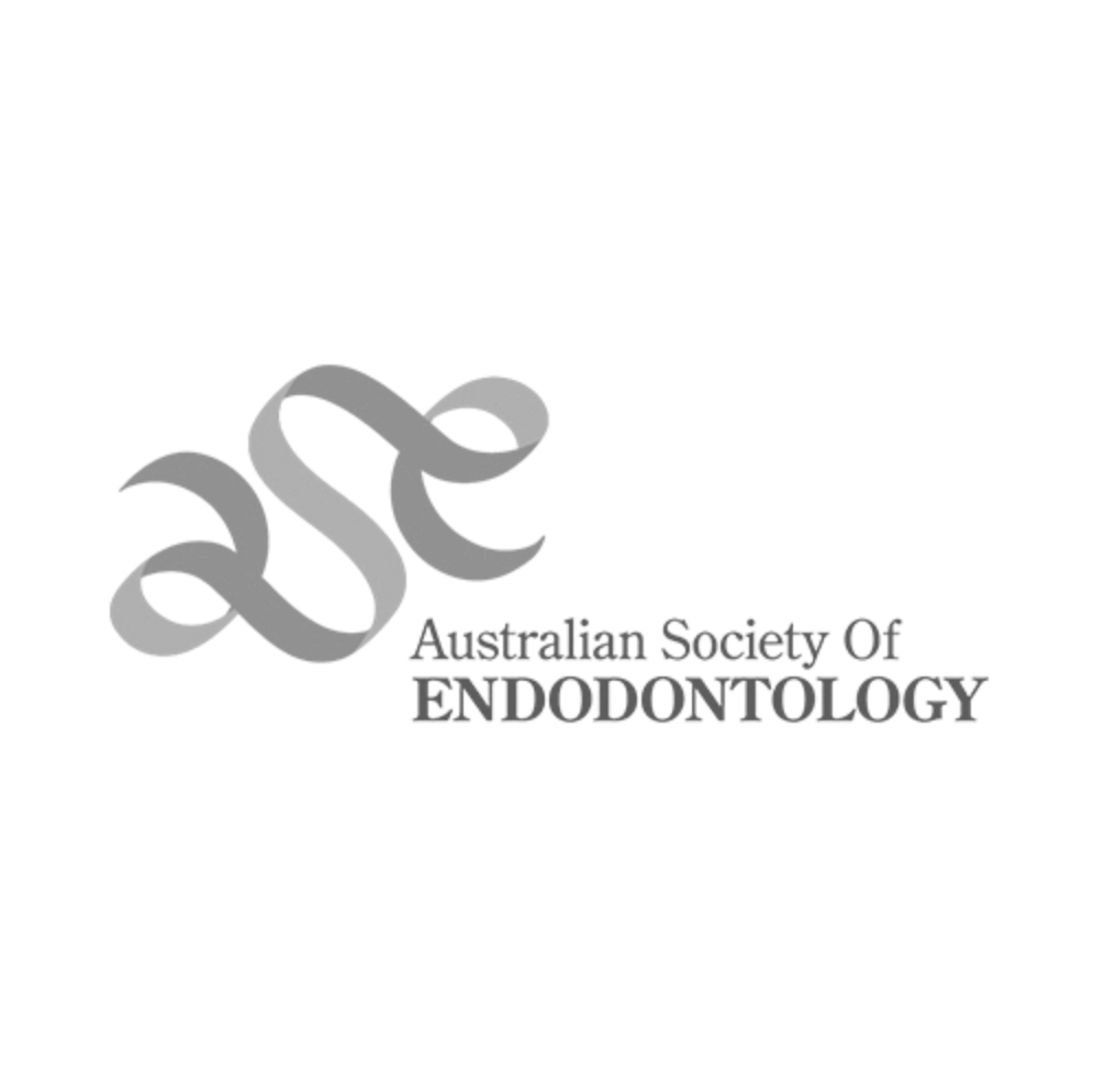 Logo of the Australian Society of Endodontology, featuring stylized overlapping 'a' and 'e' initials in gray and black text.