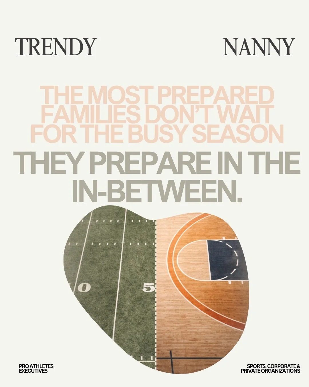 THE OFF-SEASON. THE PRE-SEASON. THE IN-BETWEEN.

Whether you&rsquo;re in season or preparing for it, @trendynanny.co ensures your childcare is already in place. 

🏈🏀⚽️⚾️🎾🏒⛳️🏋️&zwj;♂️ 

#ProAthletesChildcare #ExecutivesChildcare #SportsOrganizati