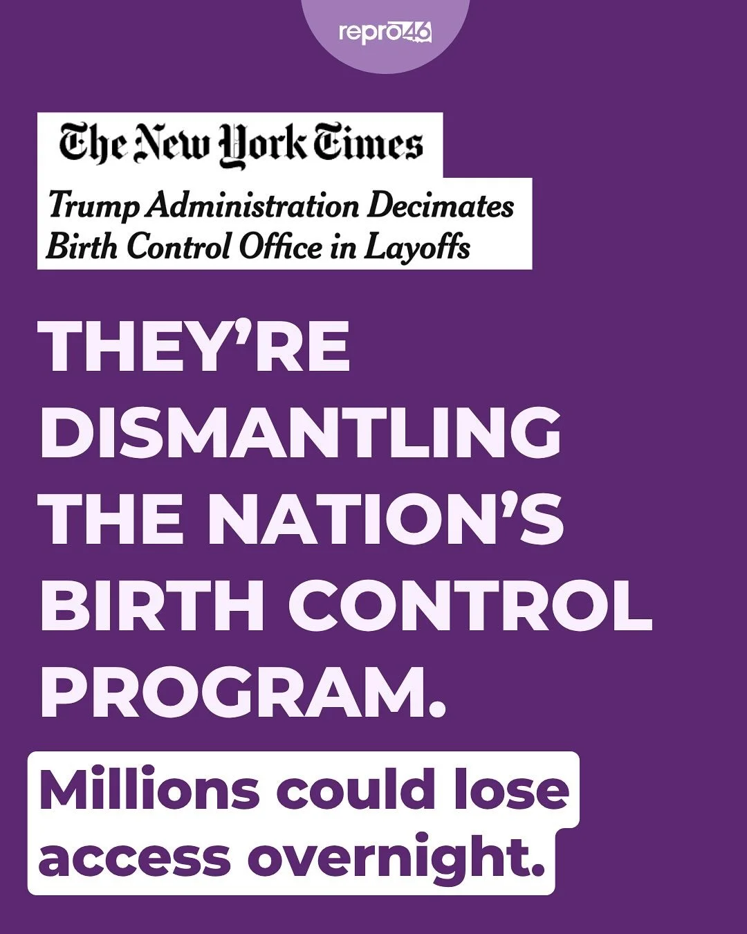 According to the *New York Times*, the Trump administration just gutted the federal office that runs **Title X** — the only national program funding birth control and reproductive care for millions.
Access to contraception isn’t optional