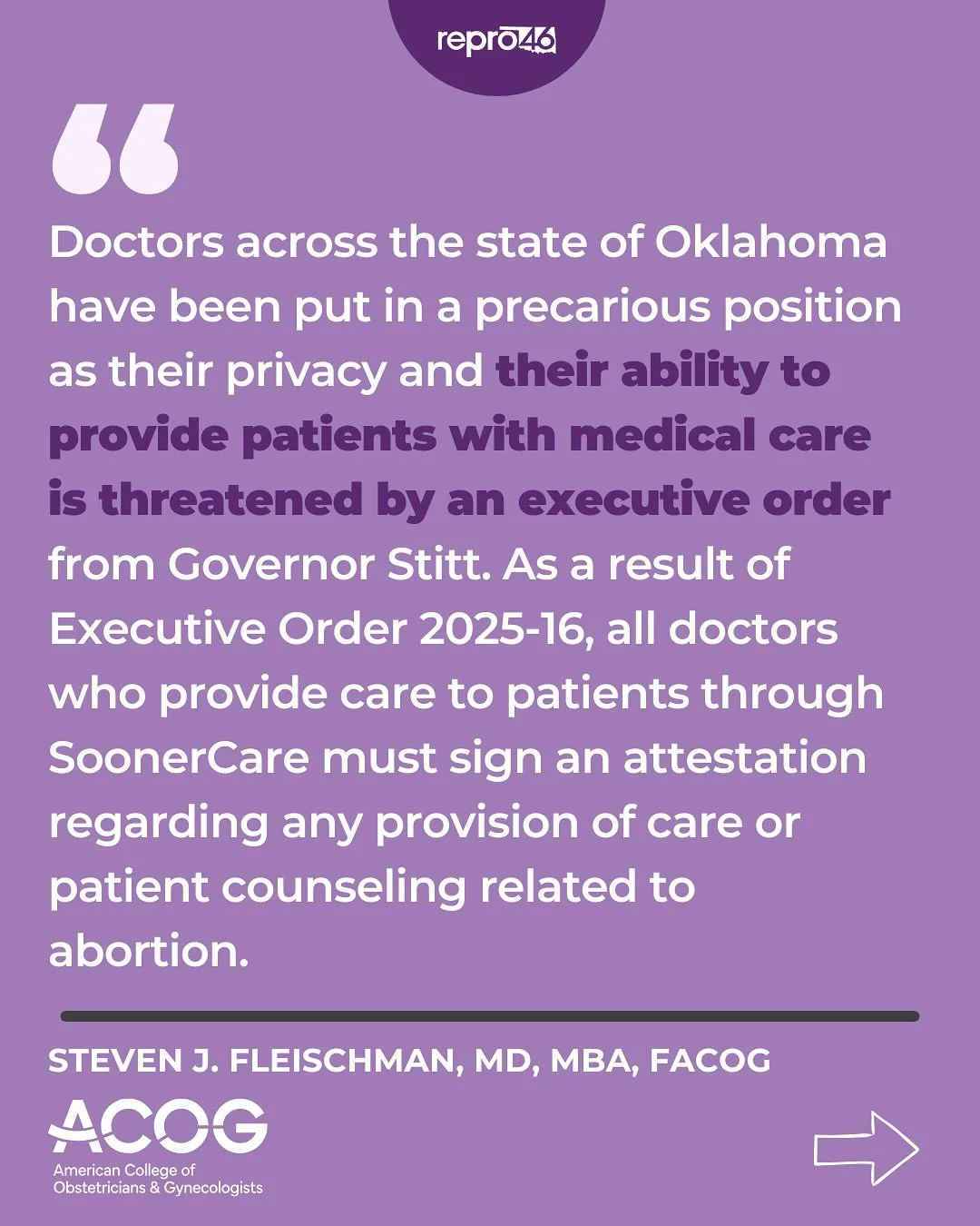 Oklahoma physicians are being forced to choose between their privacy and their patients.

Under Executive Order 2025-16, doctors who refuse to sign a government-mandated attestation about abortion counseling are being cut off from SoonerCare &mdash; 
