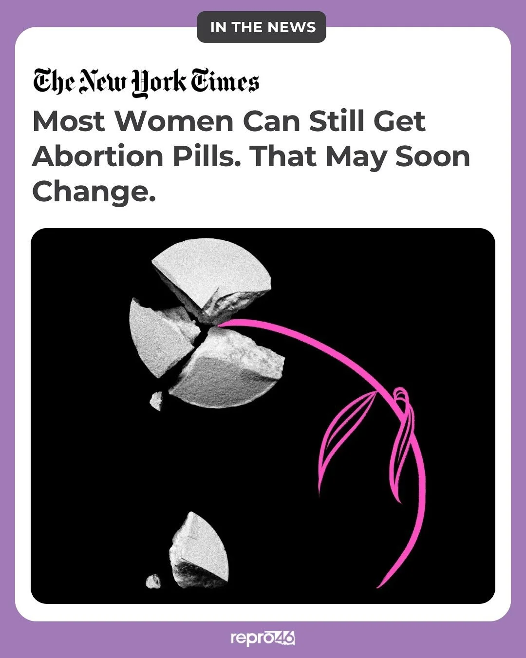 Abortion pills have become the latest political battleground &mdash; but the real impact is on people trying to make decisions about their own bodies.

Read the NYT article in the link in our bio.

#repro46 #ReproRights #BodilyAutonomy