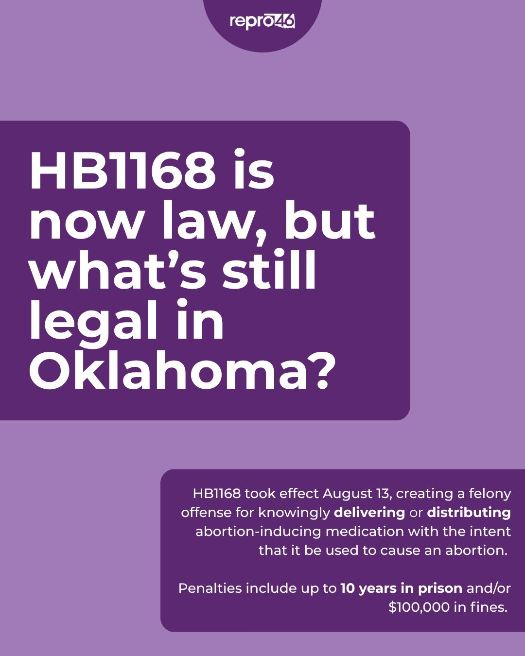 HB1168 took effect last week. It is now a felony in the state of Oklahoma to knowingly deliver or distribute abortion-inducing medication, including the commonly used, FDA-approved medication mifepristone. But what is still legal?

These things are s