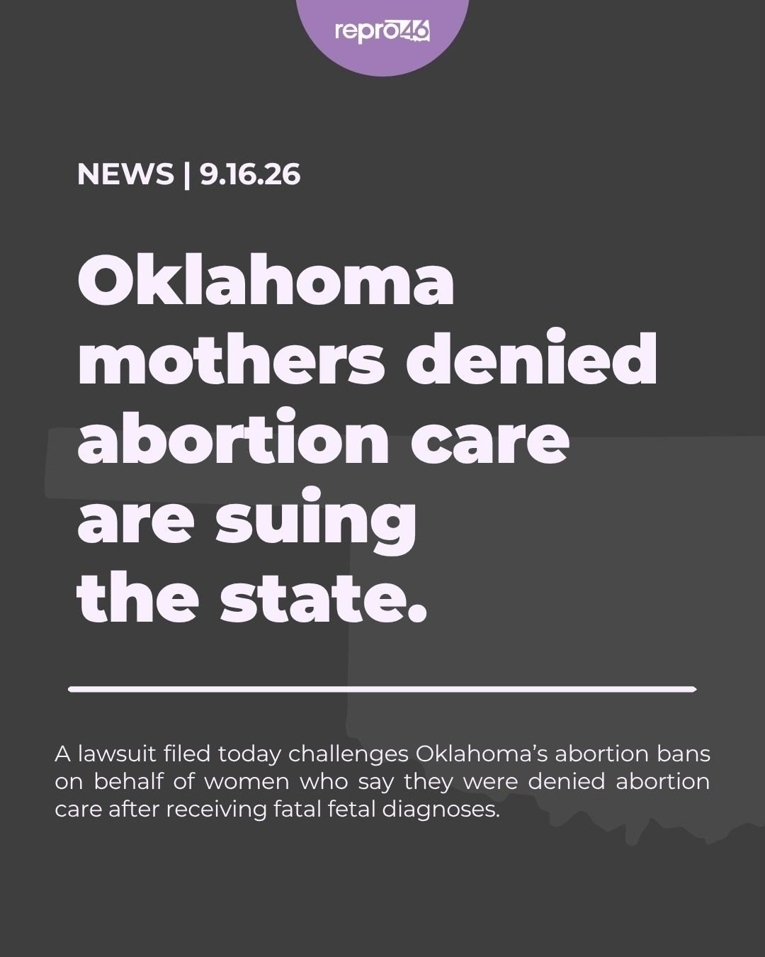 BREAKING: Two Oklahoma mothers are suing the state after they say Oklahoma&rsquo;s abortion bans prevented them from receiving abortion care following fatal fetal diagnoses. @reprorights 

&ldquo;Oklahoma turned the hardest day of my life into weeks 