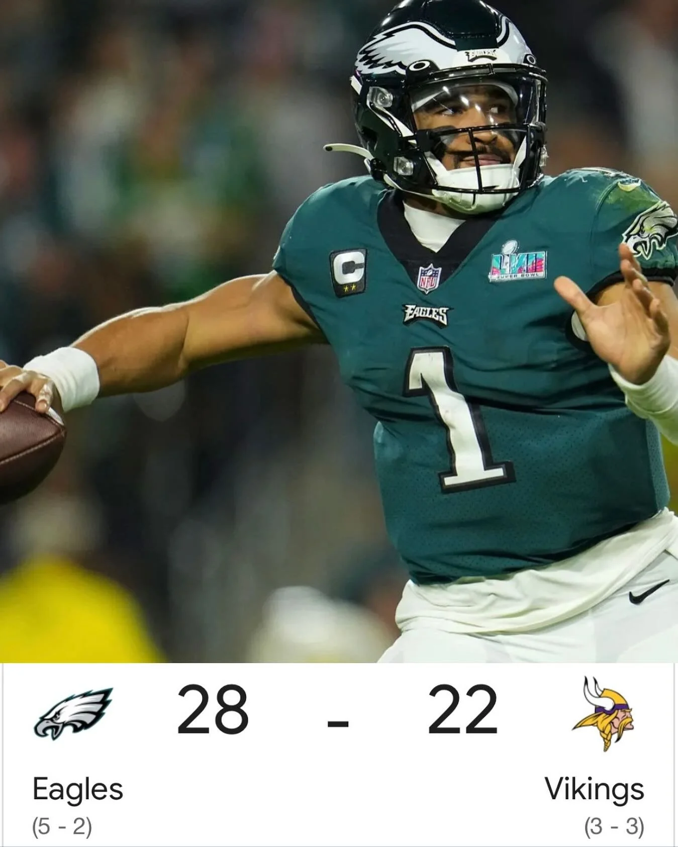 EAGLES @ VIKINGS OVER 43 ✅
 
This line seemed low, and the Algorithm predicted that there would be 49 points in this game. It was right on as we saw Philly get a 28-22 win in Minneapolis. 🔪💰🔥#NFL #Algorithm #SportsBetting #money #sharp #handicappi