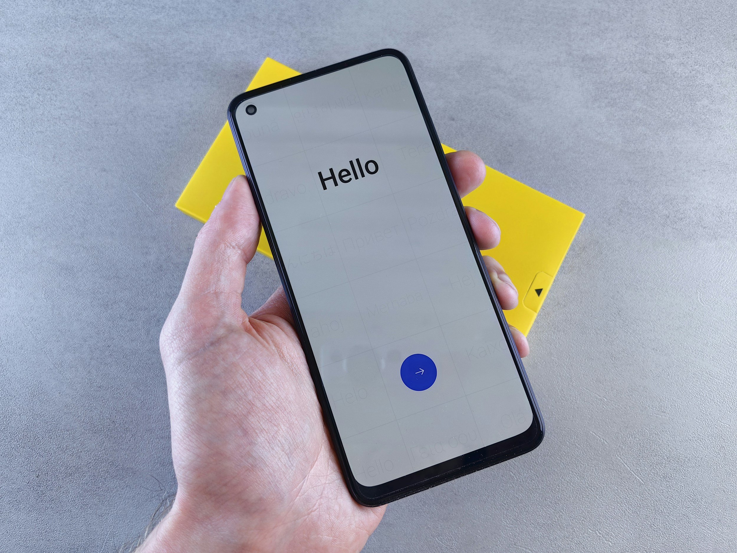 Image is a phone with 'hello'. The Copy Trust creates Email Welcome Series that say hello to your newest customers.
