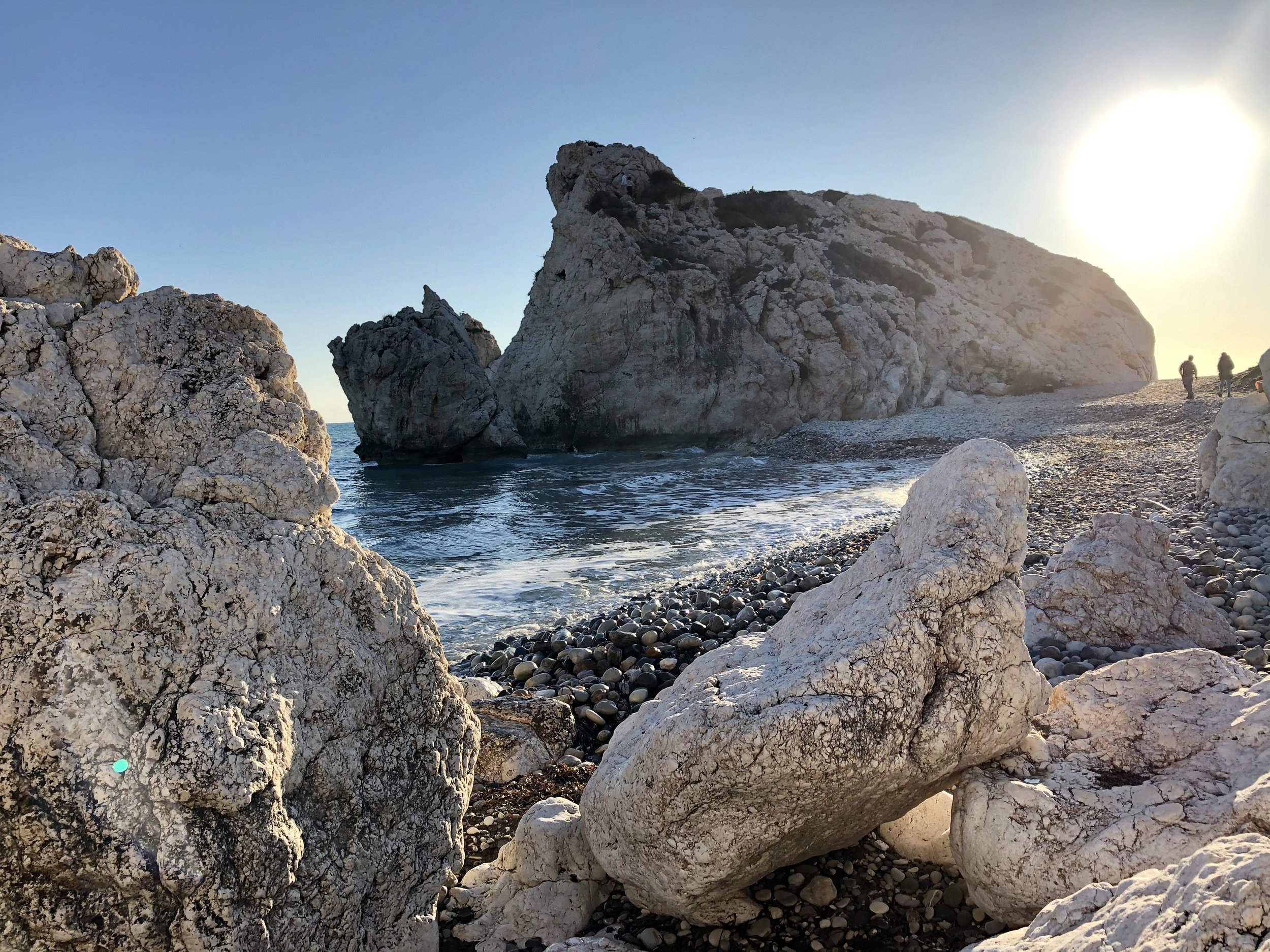 Img of a rocky beach in Paphos, Cyprus, the Petra tou Romiou