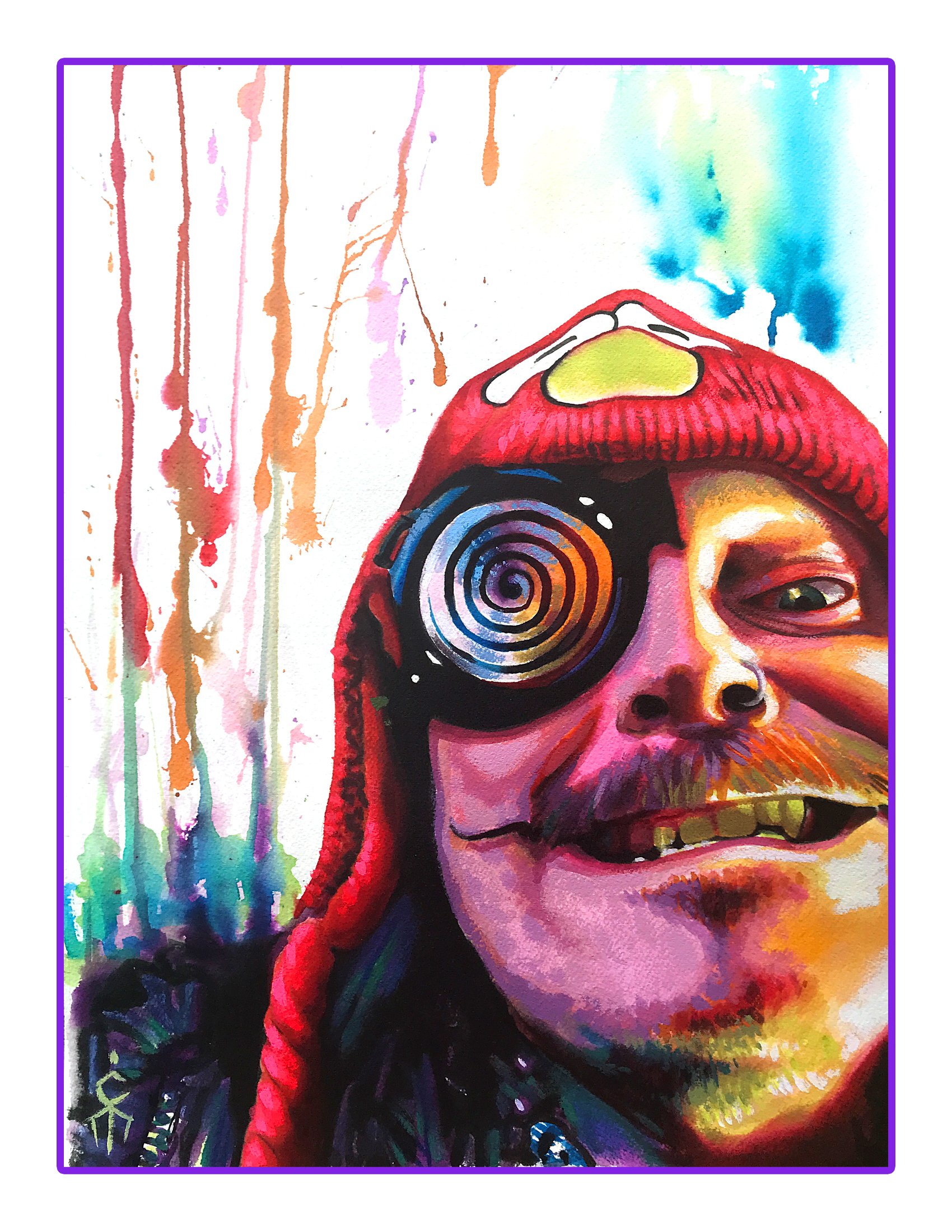 Canman-Self Portrait-16" x 20"-Watercolor & mixed media.