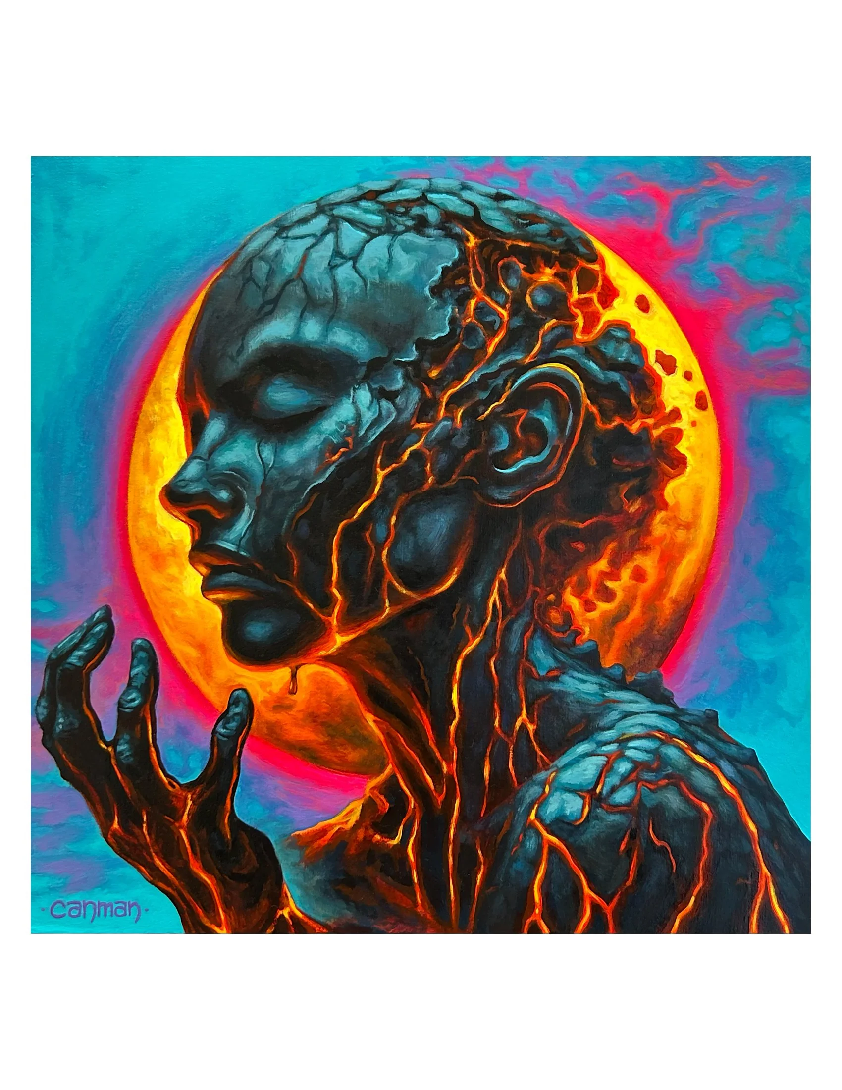 Canman-Trying my patience 10"x 10" Acrylic on panel.