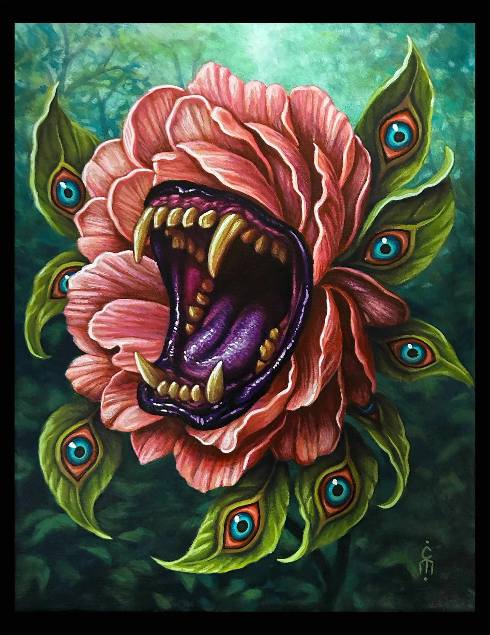 "Cannibal flower" Acrylic on canvas-11" x 14" by Canman