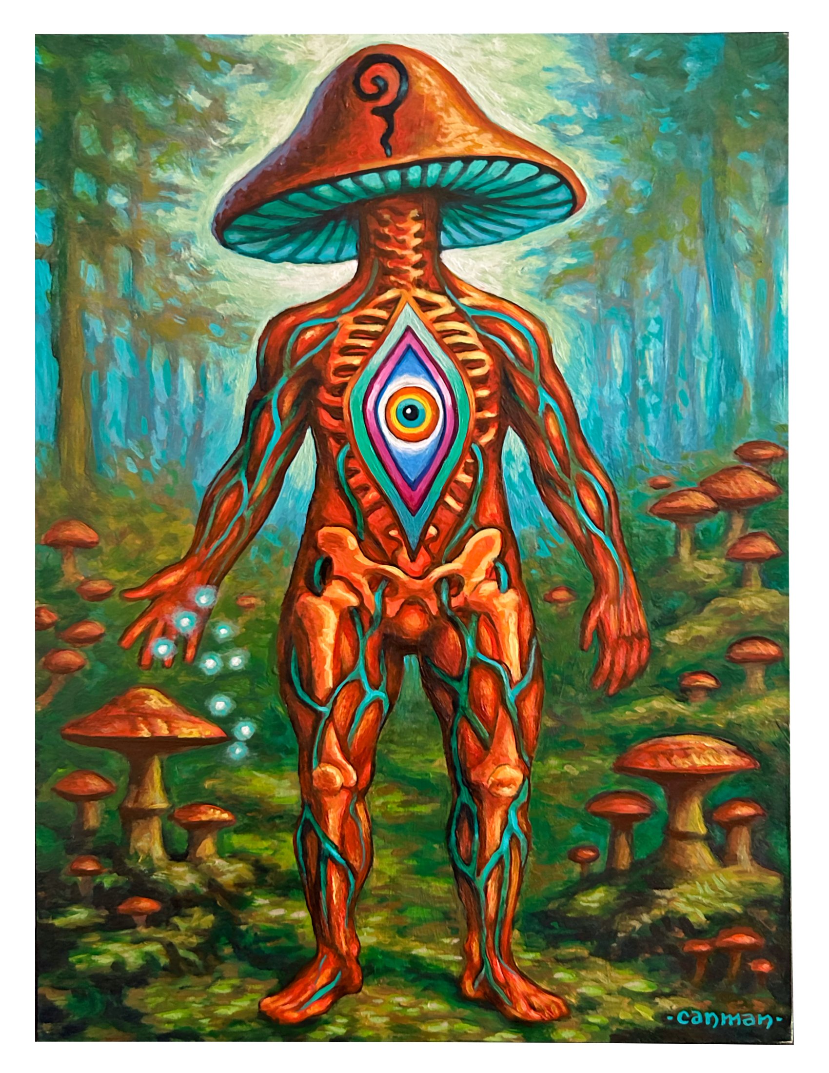 Canman-The Sporecerer-6" x 8" Acrylic on panel.