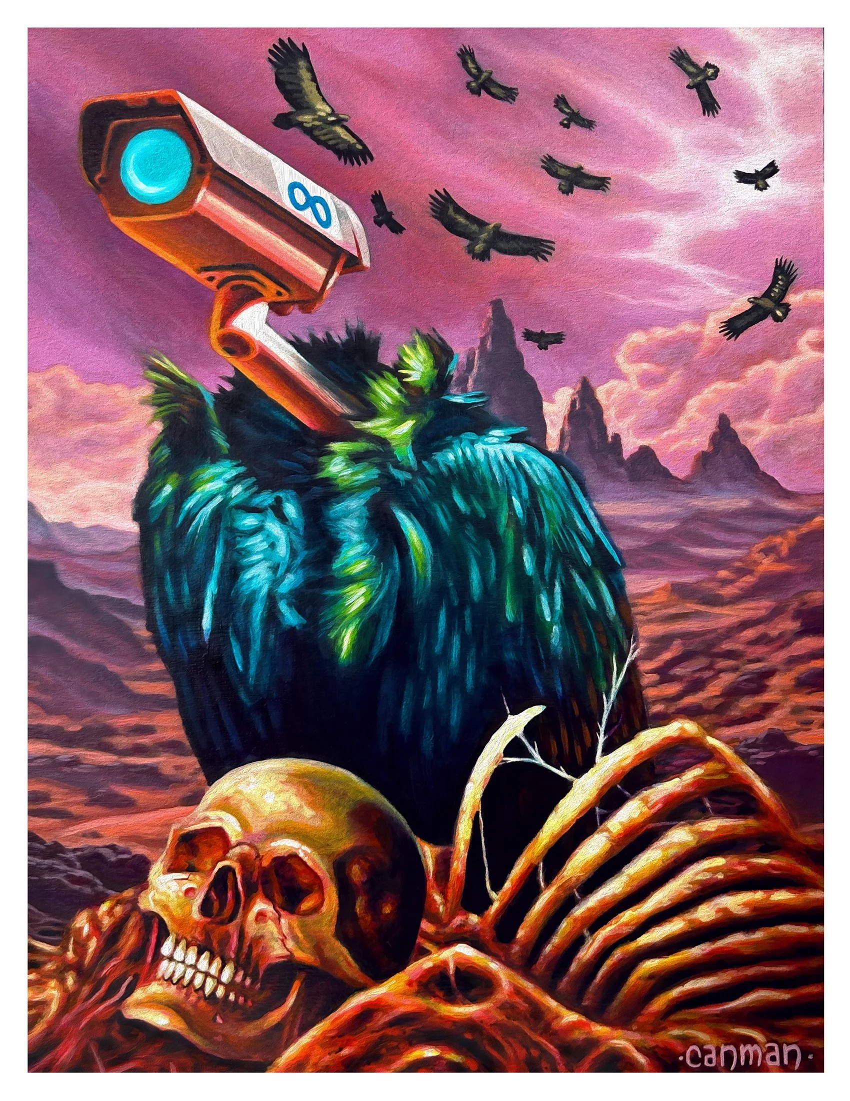 Canman-Savage Surveillance-Destroy-12" x 9"-Acrylic on panel.