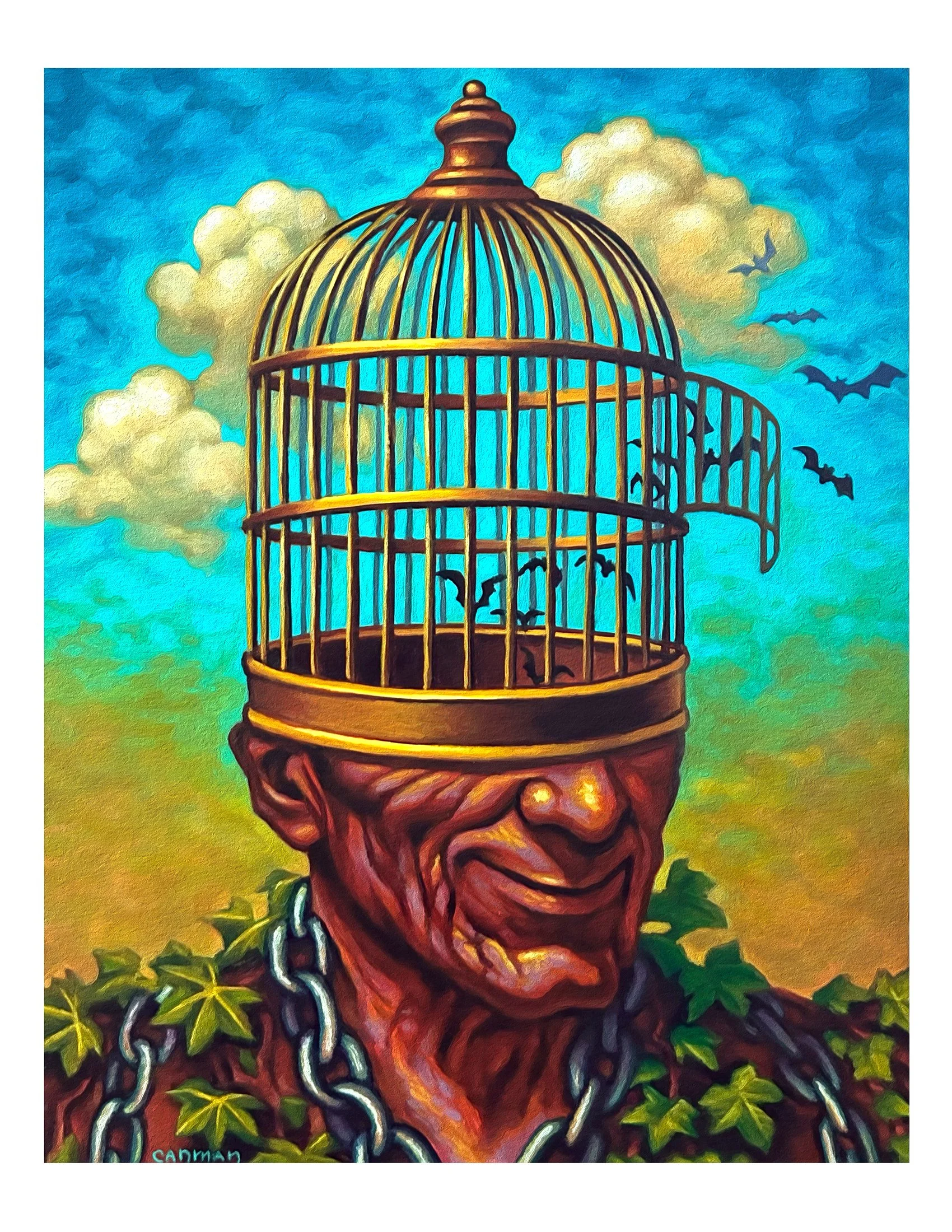 Canman-Belfry bats-8"x 10"- Acrylic on panel.