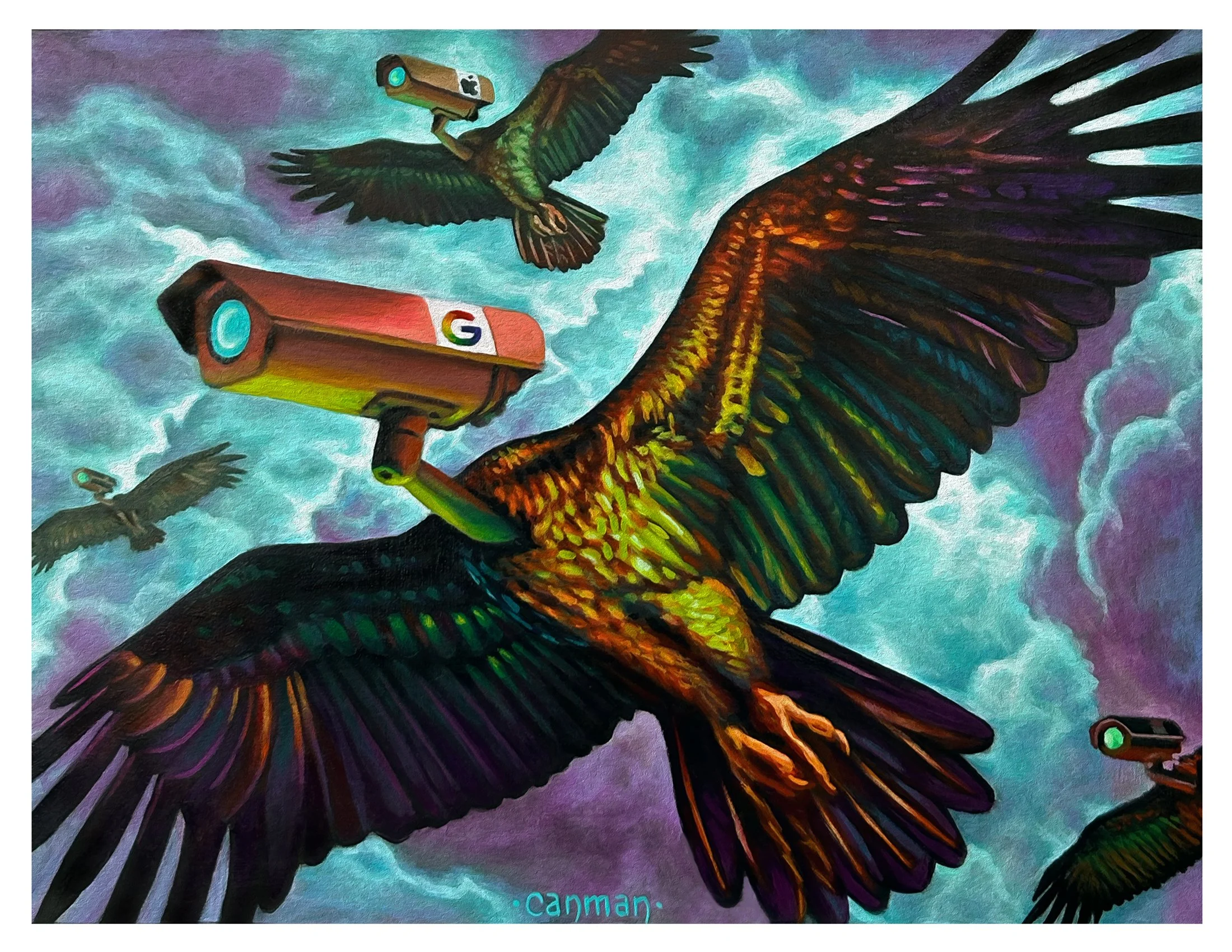 Canman-Savage Surveillance-Seek-9" x 12"-Acrylic on panel.