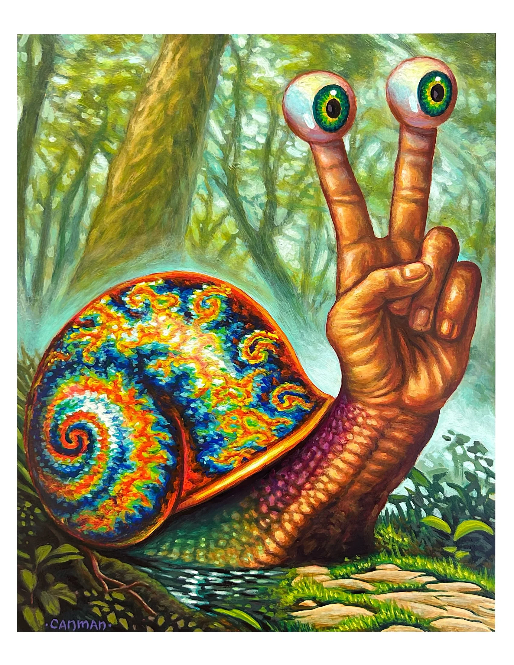Canman-Slowly but surely-8" x 10" Acrylic on panel.