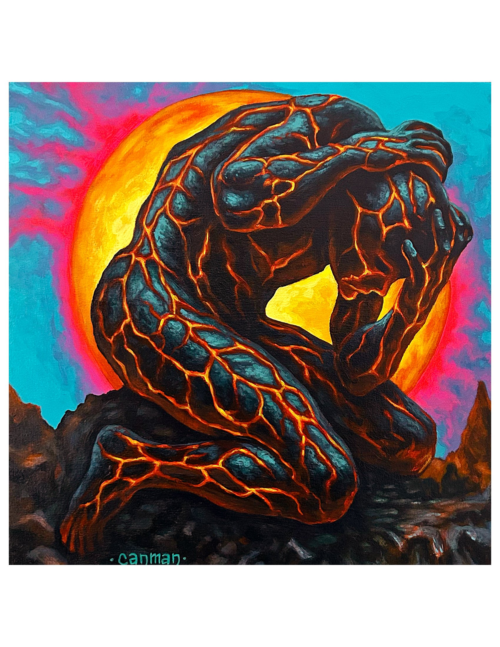Canman- The breaking point-  10"x 10" Acrylic on panel.