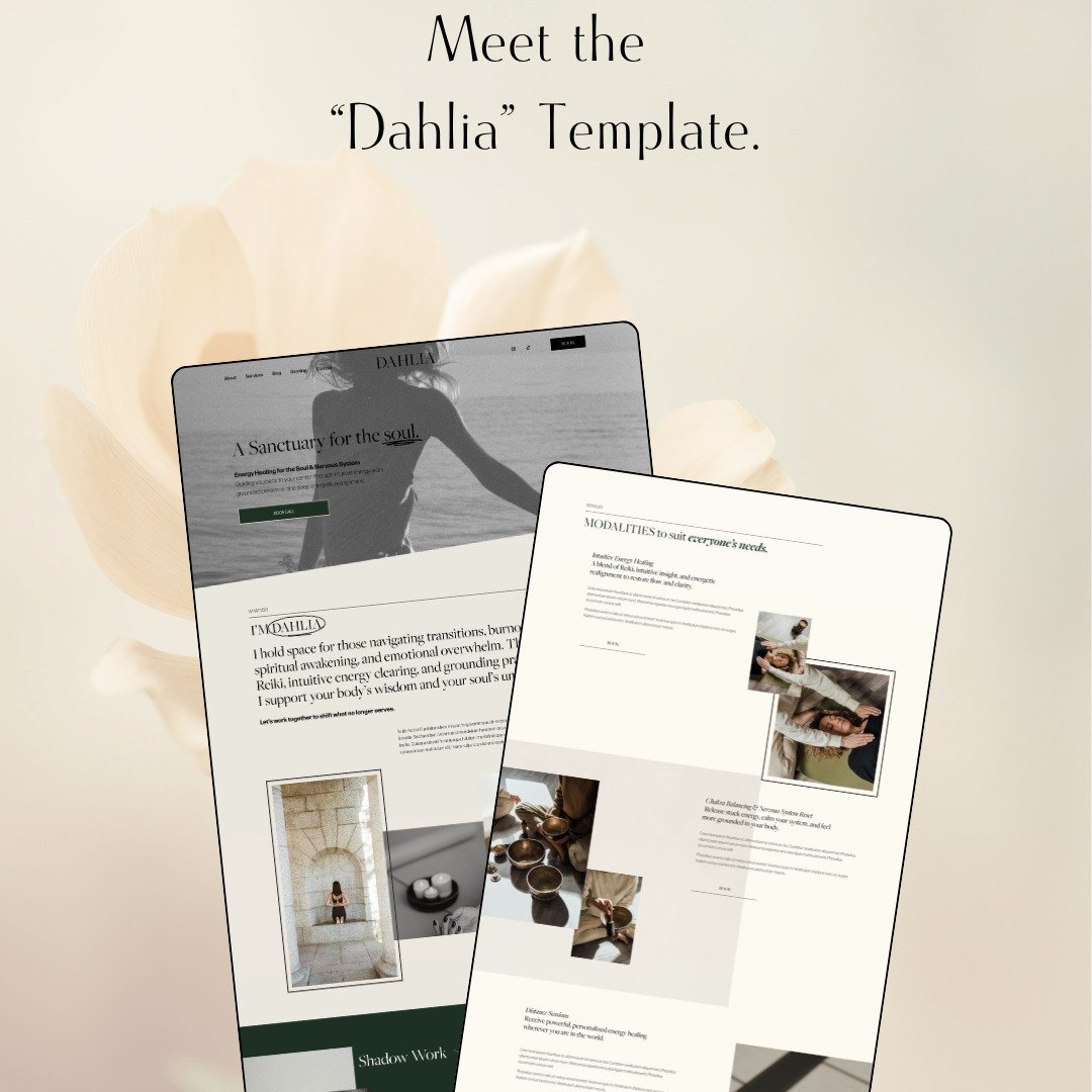 😍 Meet DAHLIA. a Soft, spacious Squarespace template designed for the heart-led entrepreneur.

Built with intention and ease, Dahlia creates a calm container for your work to shine. With flowing layouts, gentle typography, and room to breathe, it&rs