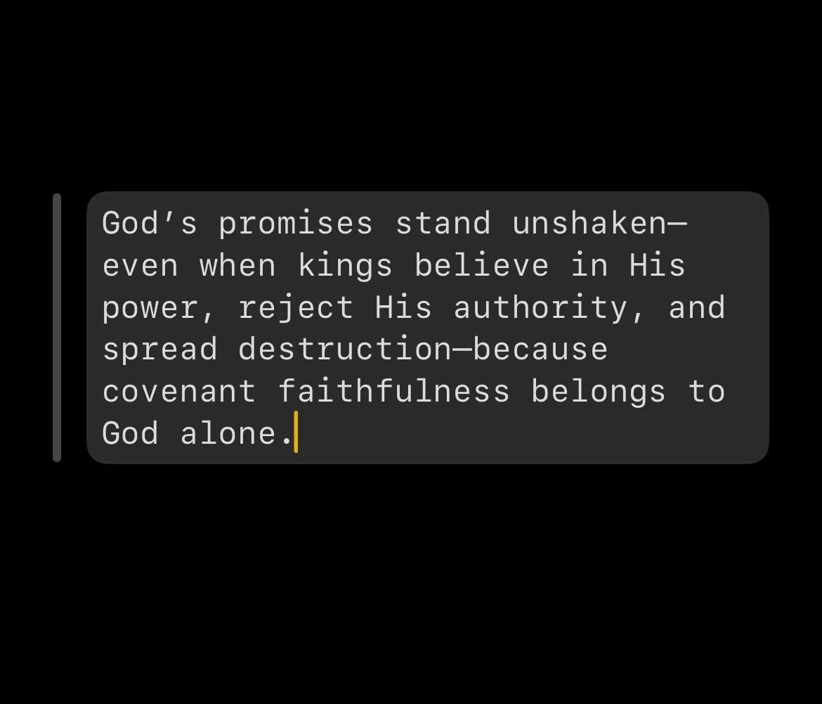2 Kings 8 reminds us that God&rsquo;s word never fails&mdash;even when human leaders do. Kings and nations may acknowledge God&rsquo;s power yet refuse His authority, bringing suffering and consequences that ripple through generations. Still, the Lor