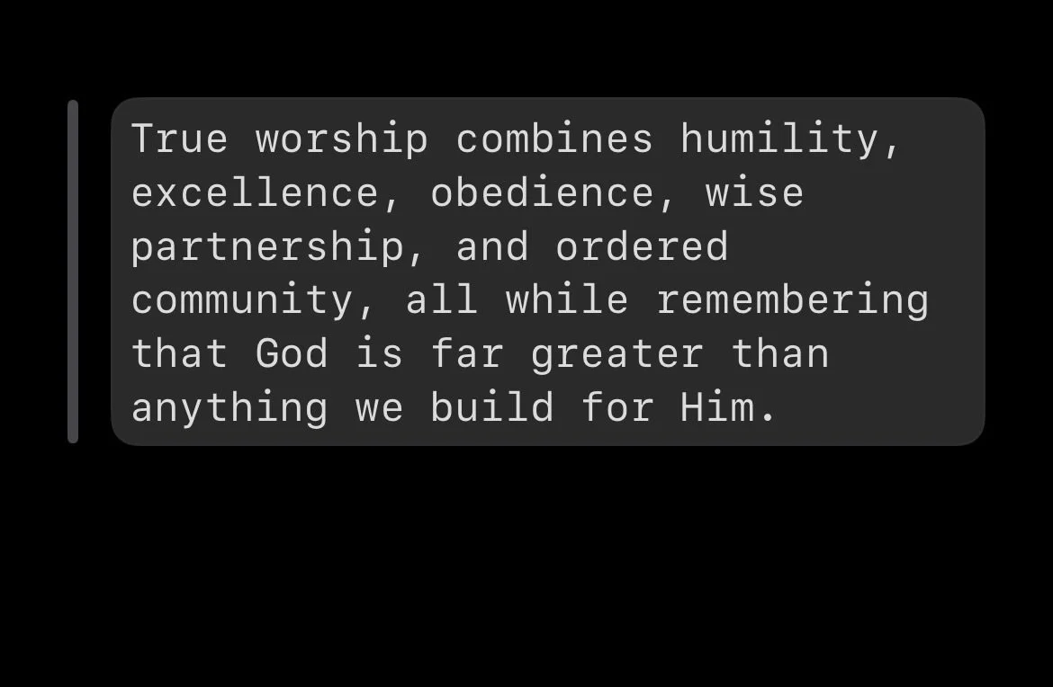 In 2 Chronicles 2, Solomon shows us that God is worthy of our very best, yet far greater than anything human hands can build. The temple is crafted with excellence, but Solomon&rsquo;s humility reminds us that obedience, reverence, and rightly ordere