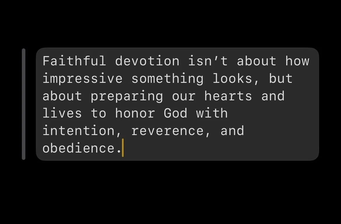 In 2 Chronicles 4, we&rsquo;re reminded that worship is not about extravagance for its own sake, but about honoring a holy God with intention, care, and obedience. The detailed furnishings of the temple show that God&rsquo;s presence deserves prepara