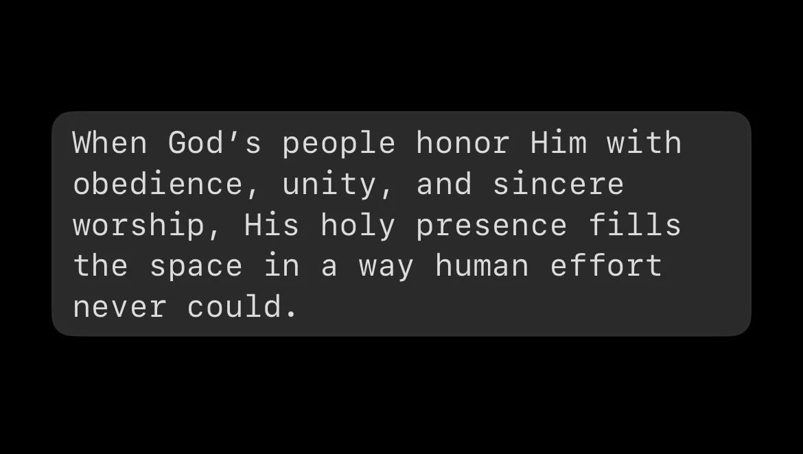In 2 Chronicles 5, the careful handling of the ark, the unity of the priests, and the obedience to God&rsquo;s instructions show that worship is more than a moment&mdash;it&rsquo;s a posture of the heart. When God&rsquo;s people follow His order with