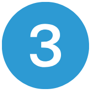 Blue circular icon with the number three in black