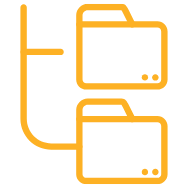 Icon of a file cabinet with two folders, representing organized storage.