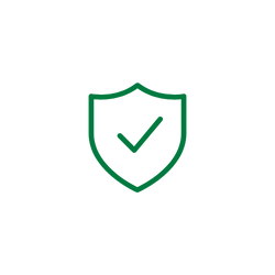 Shield icon with a checkmark indicating security or protection