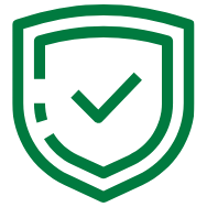 Green shield icon with a checkmark inside