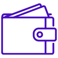 Outline of a closed wallet with a strap and a zipper