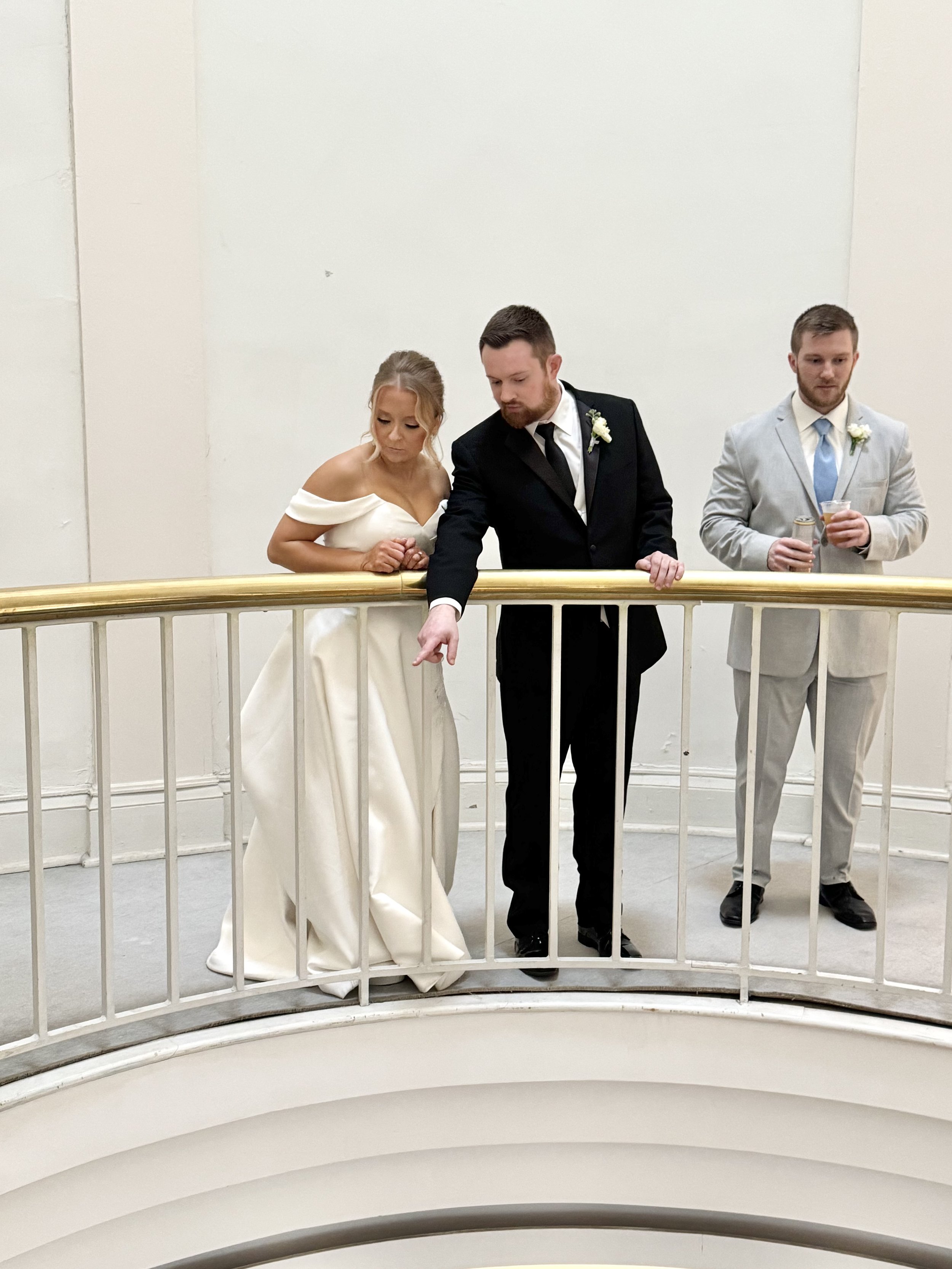 Bride and groom sharing a quiet moment during their wedding in Augusta, Georgia.