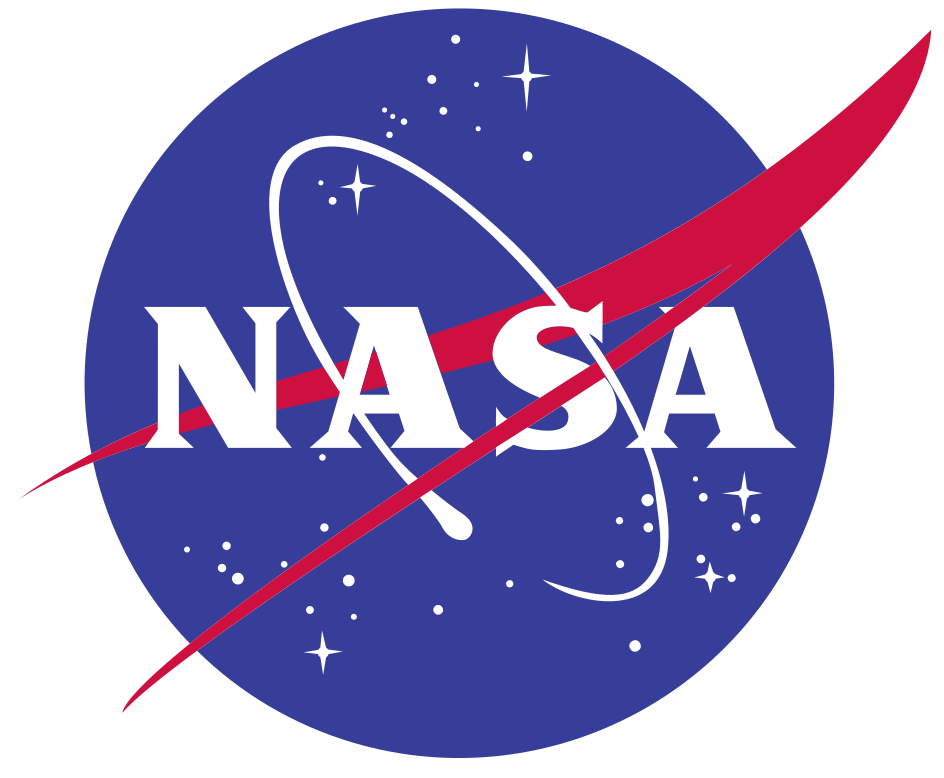The NASA logo featuring a blue circle with white stars and a red swoosh, with the word 'NASA' in white letters.