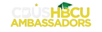 Logo for CBUS HBCU Ambassadors with bold text and a graduation cap icon.