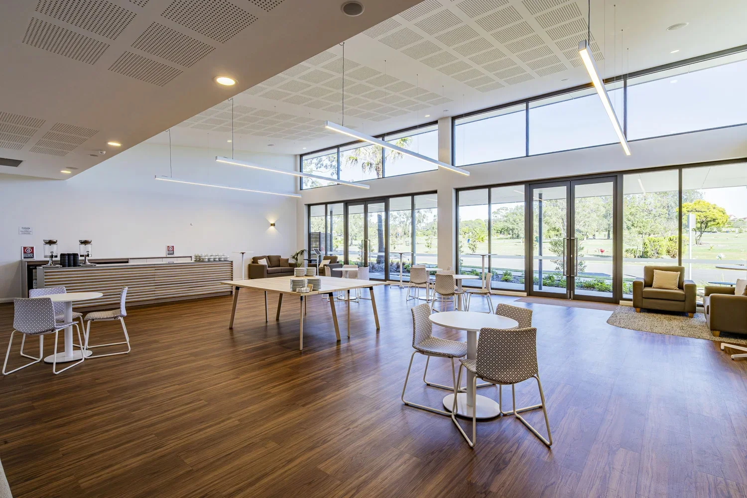 Modern aluminium windows with large glass panels Pinegrove Memorial Park Sydney