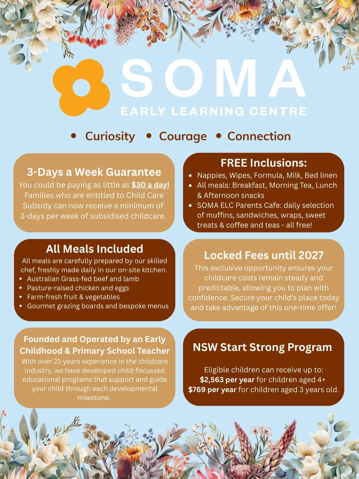 Step into a new era of early learning. This is where the future of childcare begins, and where standards are elevated. Book a Tour today and discover why families are choosing SOMA Early Learning Centre as their first choice in early education (02) 9