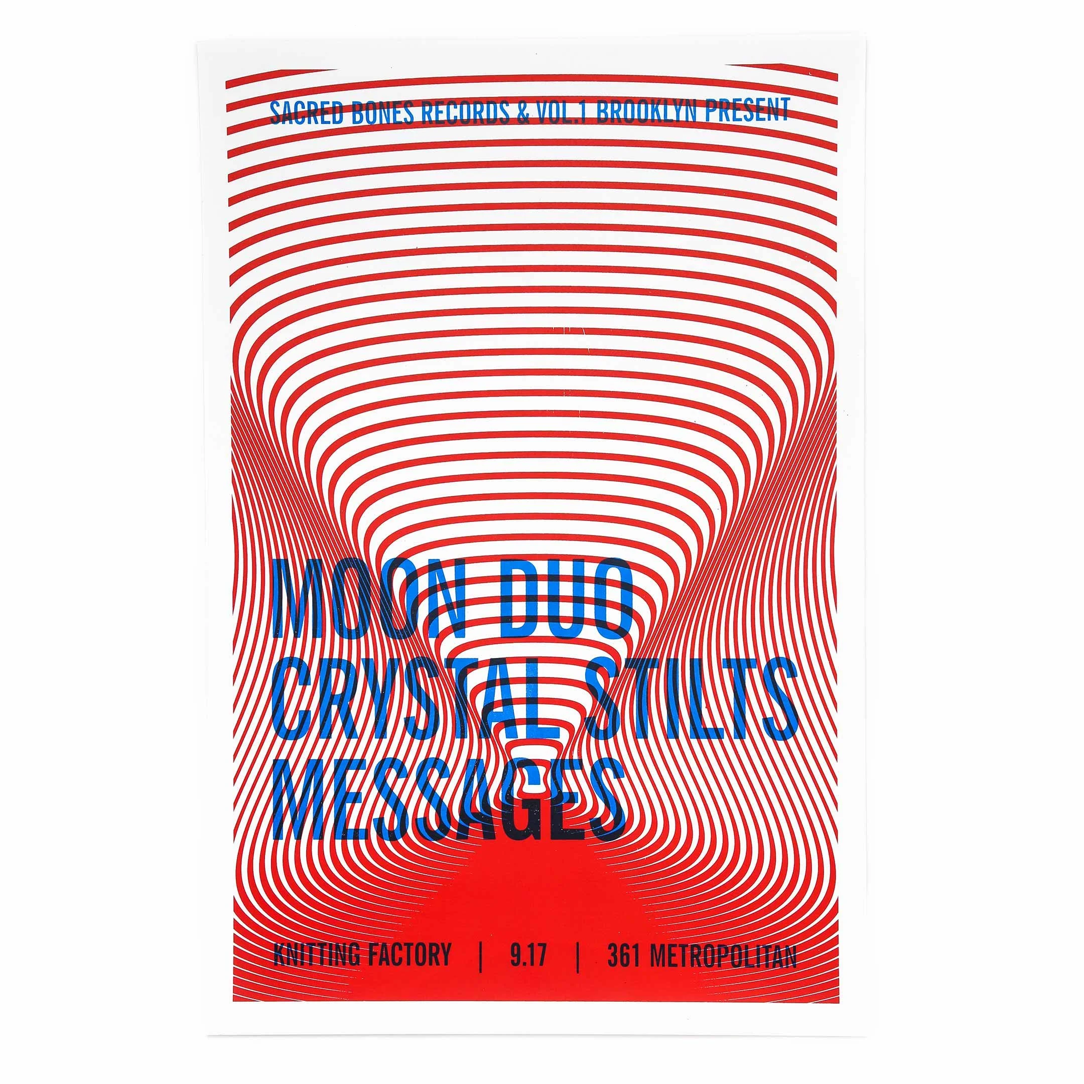 Concert poster Moon Duo Crystal Stilts Messages Knitting Factory