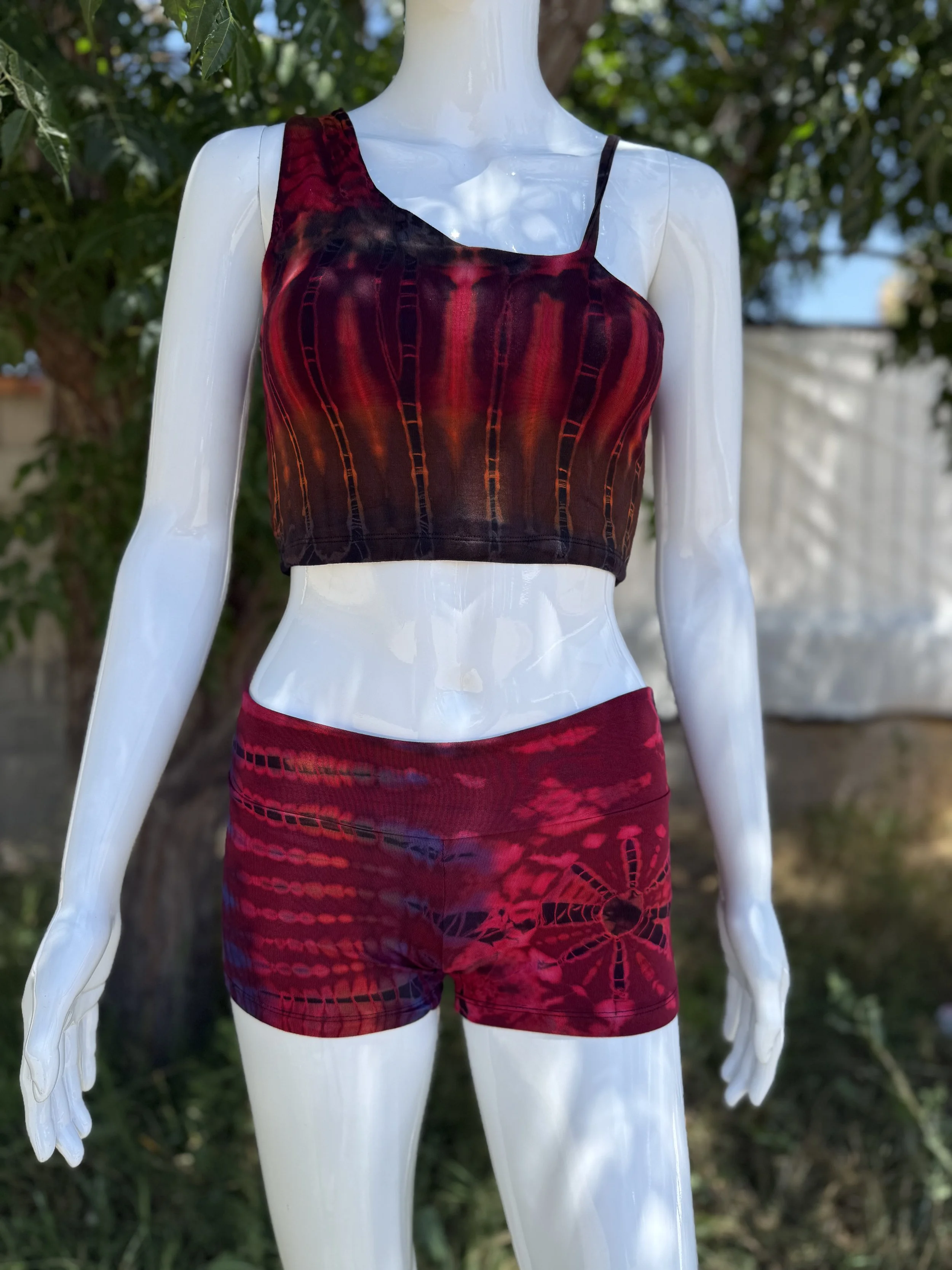 Asymemtrical Tie Dye Tank & Yoga Short Set