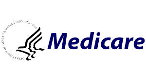 Medicare logo with stylized eagle and text in blue.