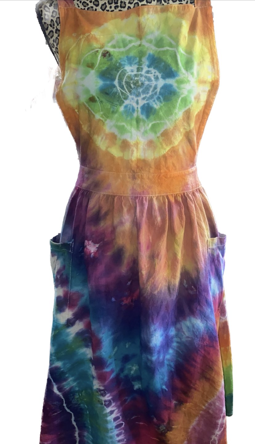 Tie Dyed Garden Apron Big Pockets