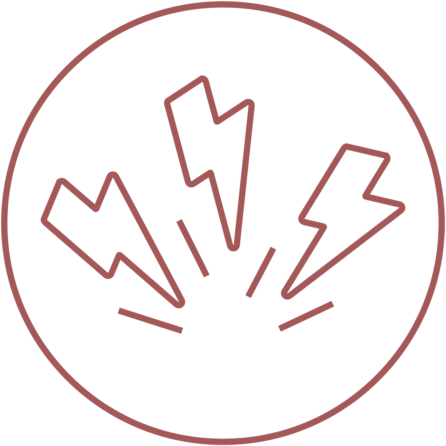 Three lightning bolt icons inside a circle, symbolizing energy or electricity.