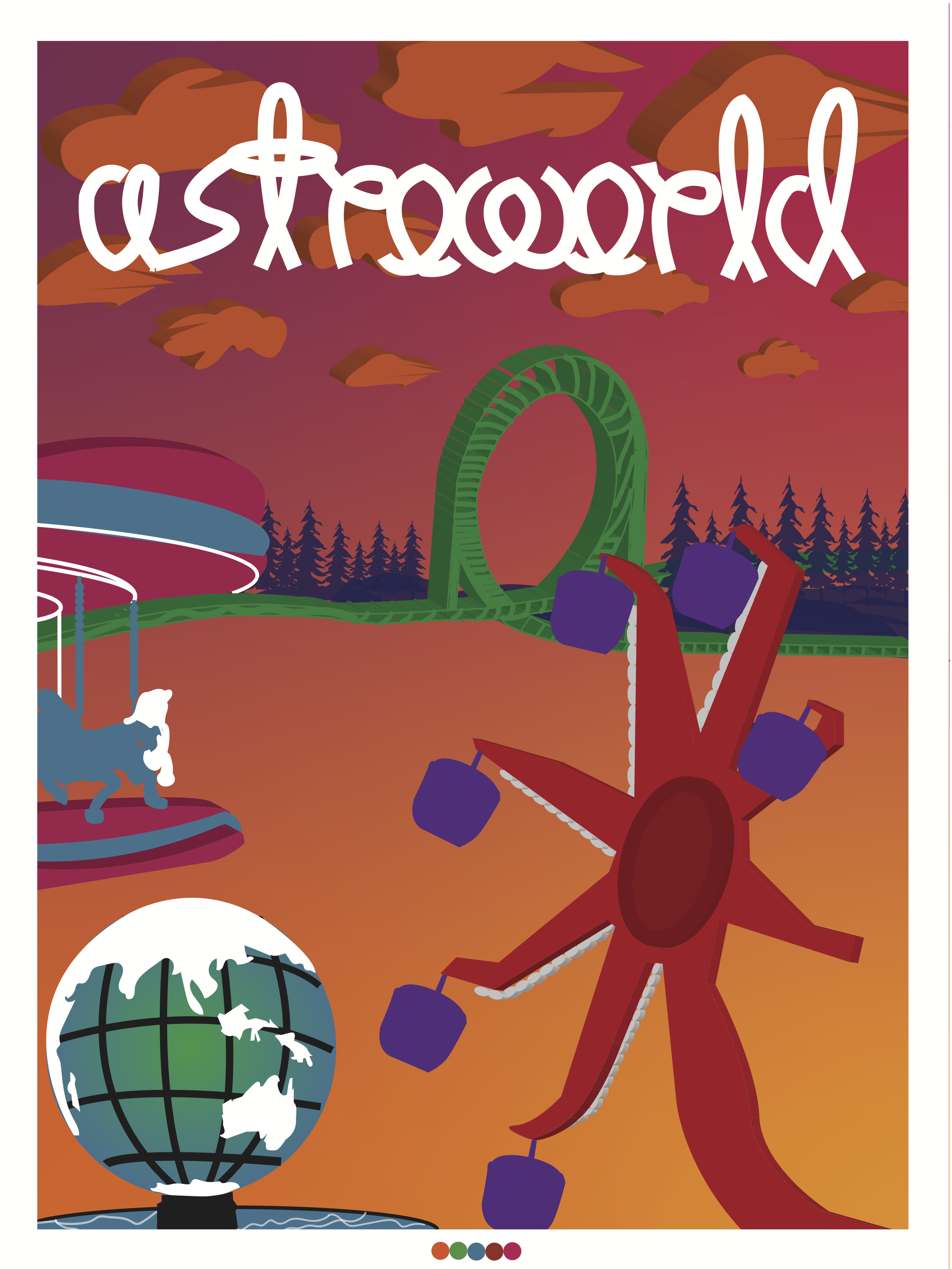 Astroworld Poster

A poster of the once existing astroworld six flags amusement park. Featuring the once standing attraction rides.