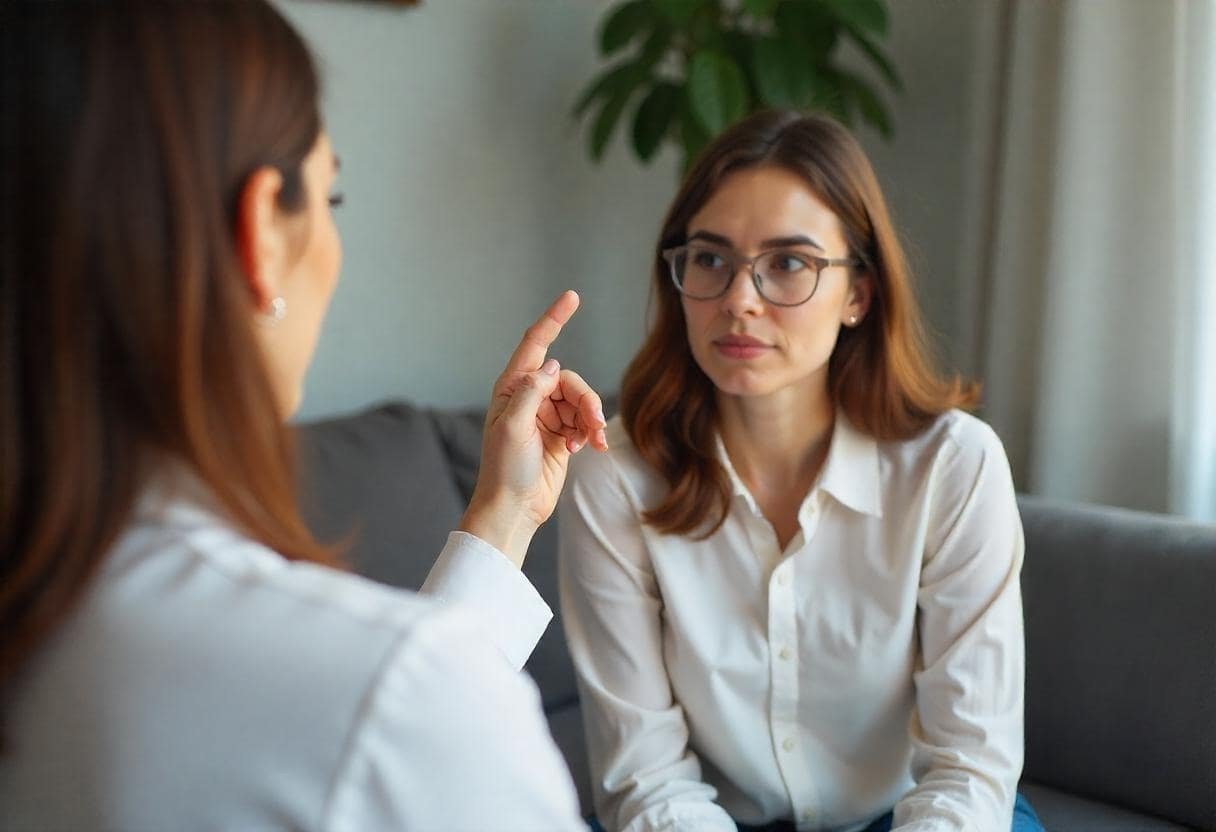 A therapist conducting an EMDR session with a client, demonstrating bilateral stimulation for trauma processing in Tampa and New Port Richey.