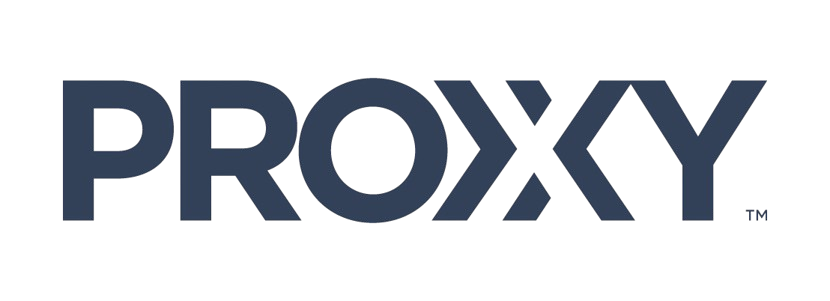 The word 'PROXY' in large, dark blue capital letters on a black background.
