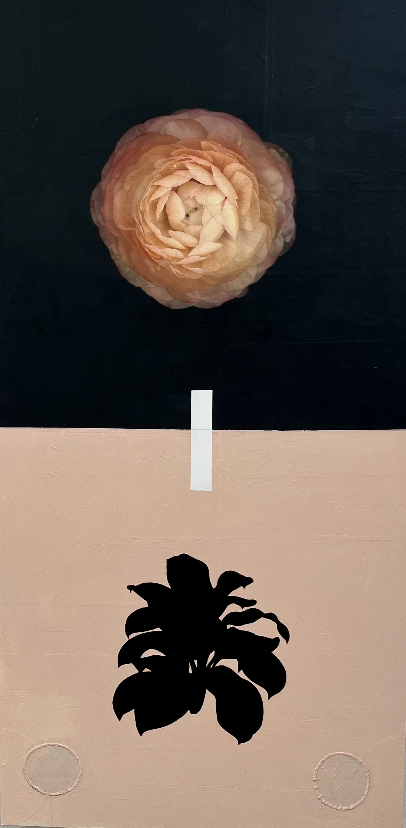 Bloom & Shadow 1 - acrylic and collage on wood panel, 80x40"