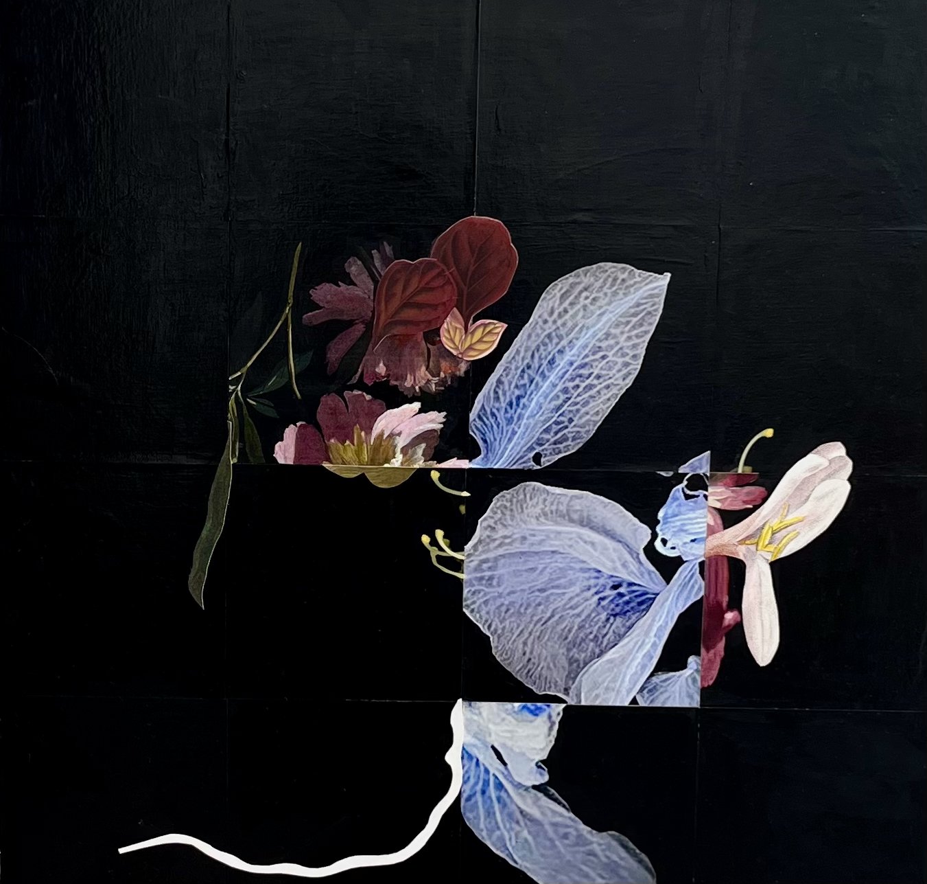 Ikebana 3 - collage on wood panel 20x20"