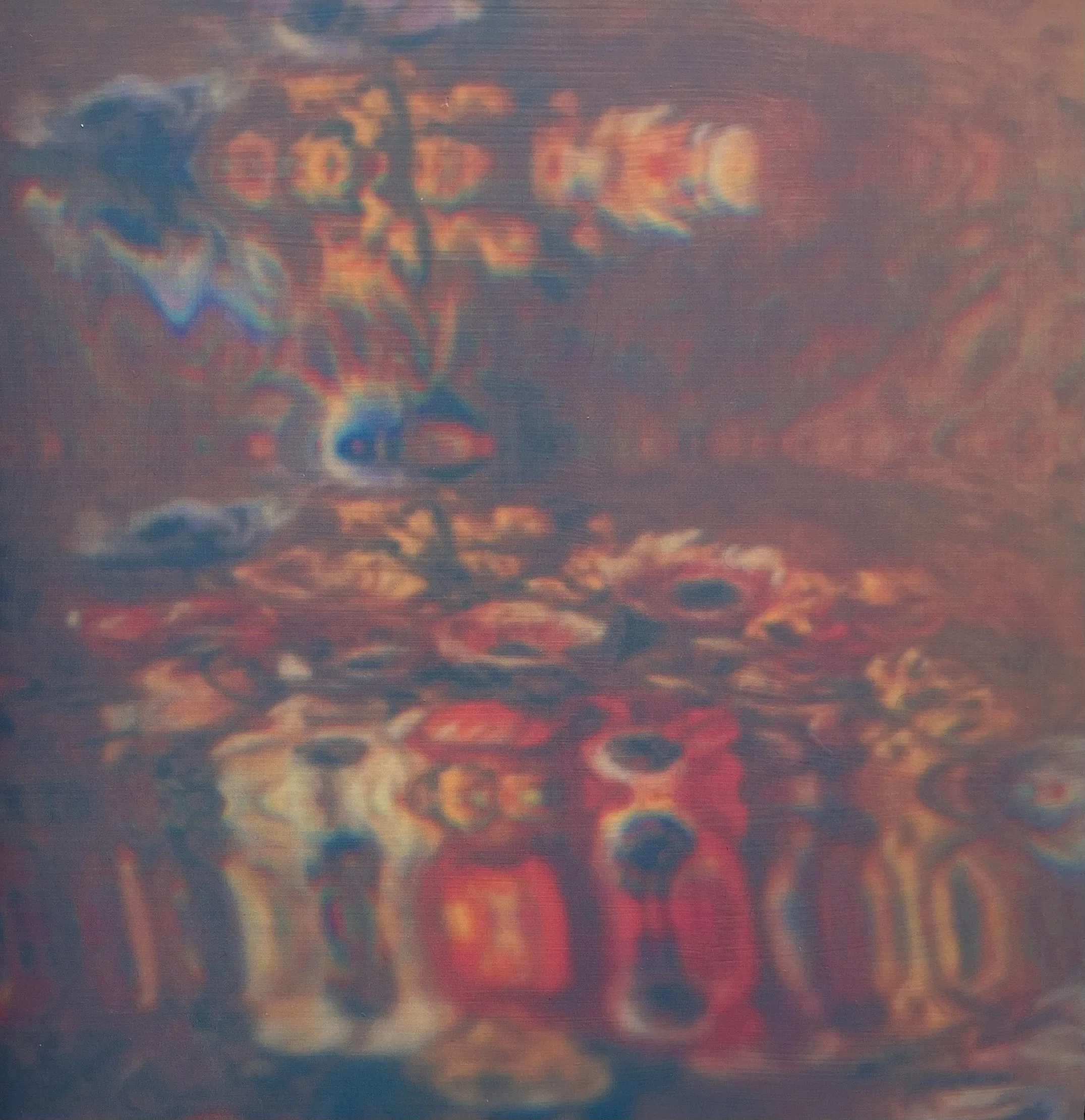 Fragrant Whispers 5 - acrylic and photography printed on gessoed wood, 20x20" 