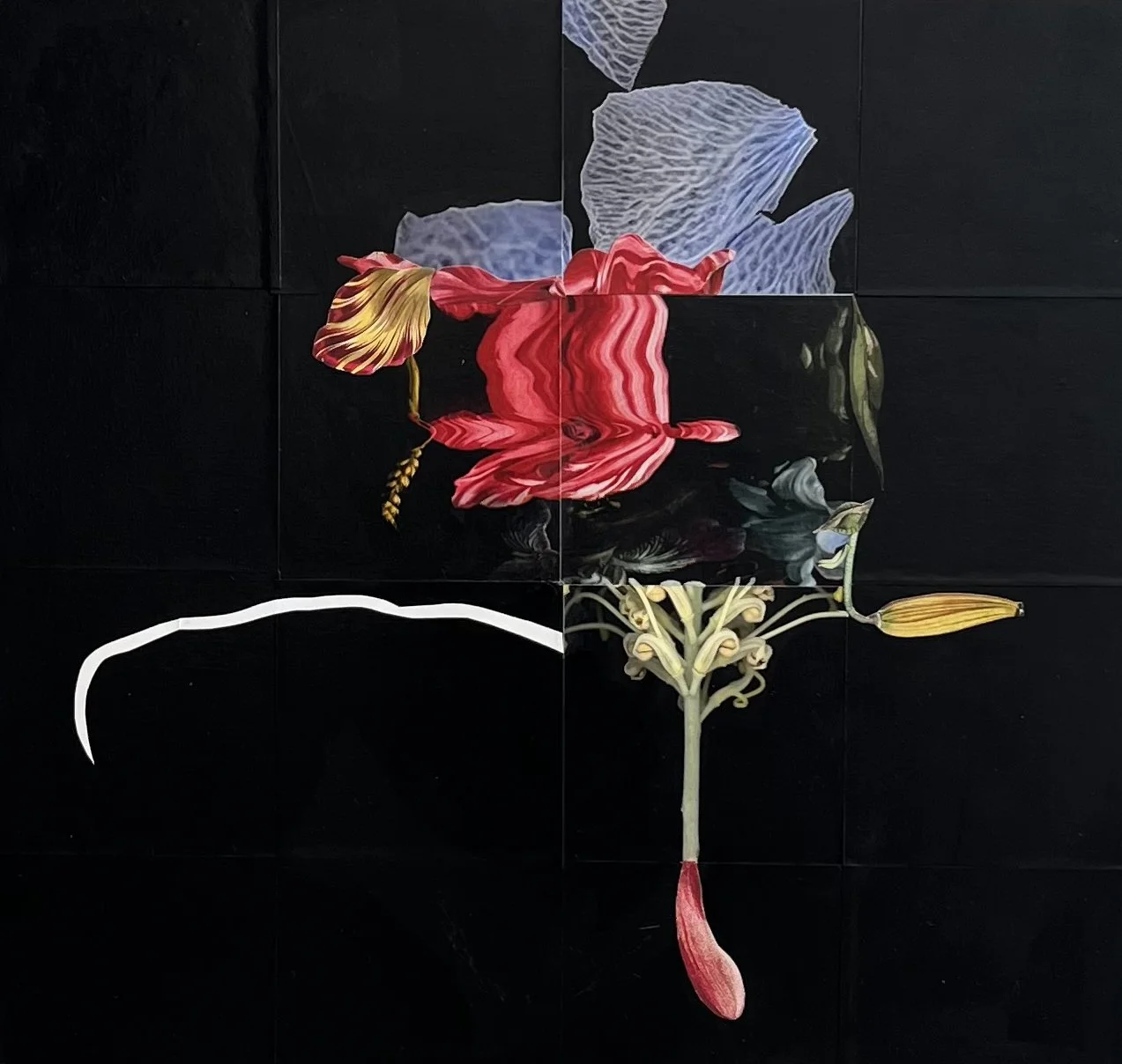 Ikebana 4 - collage on wood panel 20x20"