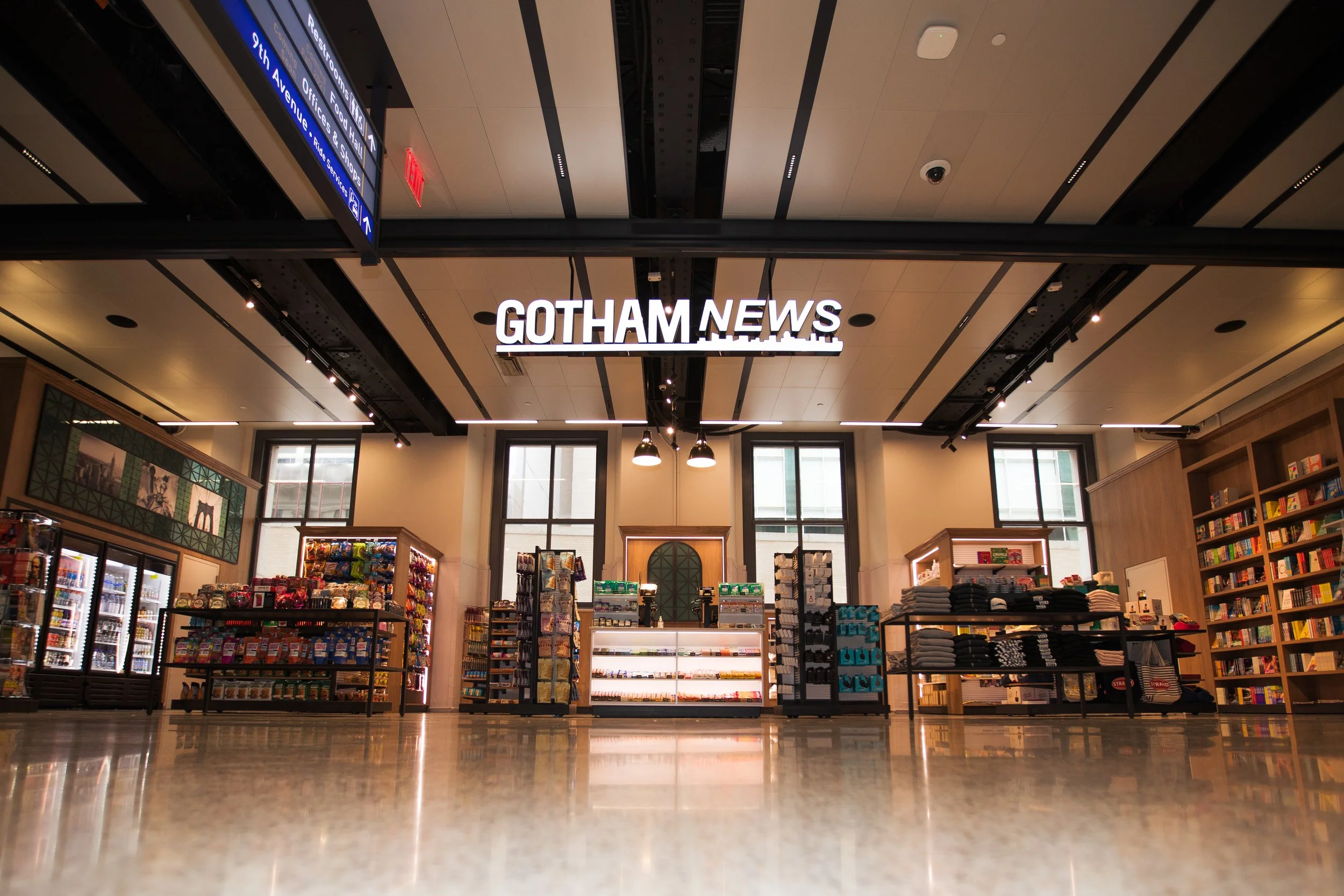 Gotham News in Moynihan Train Hall at Penn Station. 